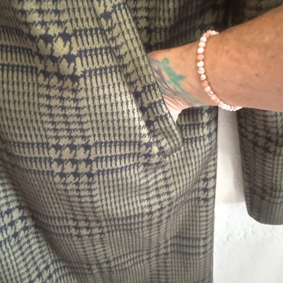 Flex Supply Mens Houndstooth‎ Button Up Mid Length Coat Jacket Olive Black XL - Picture 5 of 11